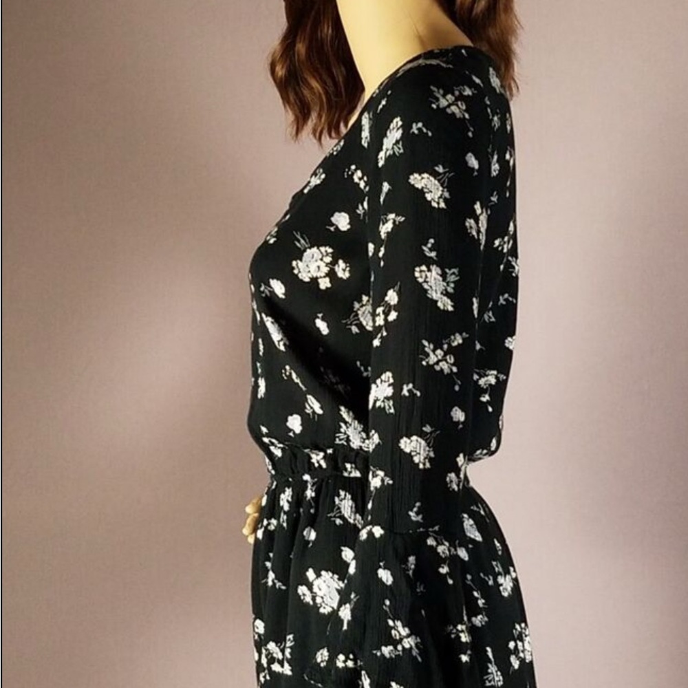 Hollister Pink and Black Long Sleeve Wrap Tie Front Romper